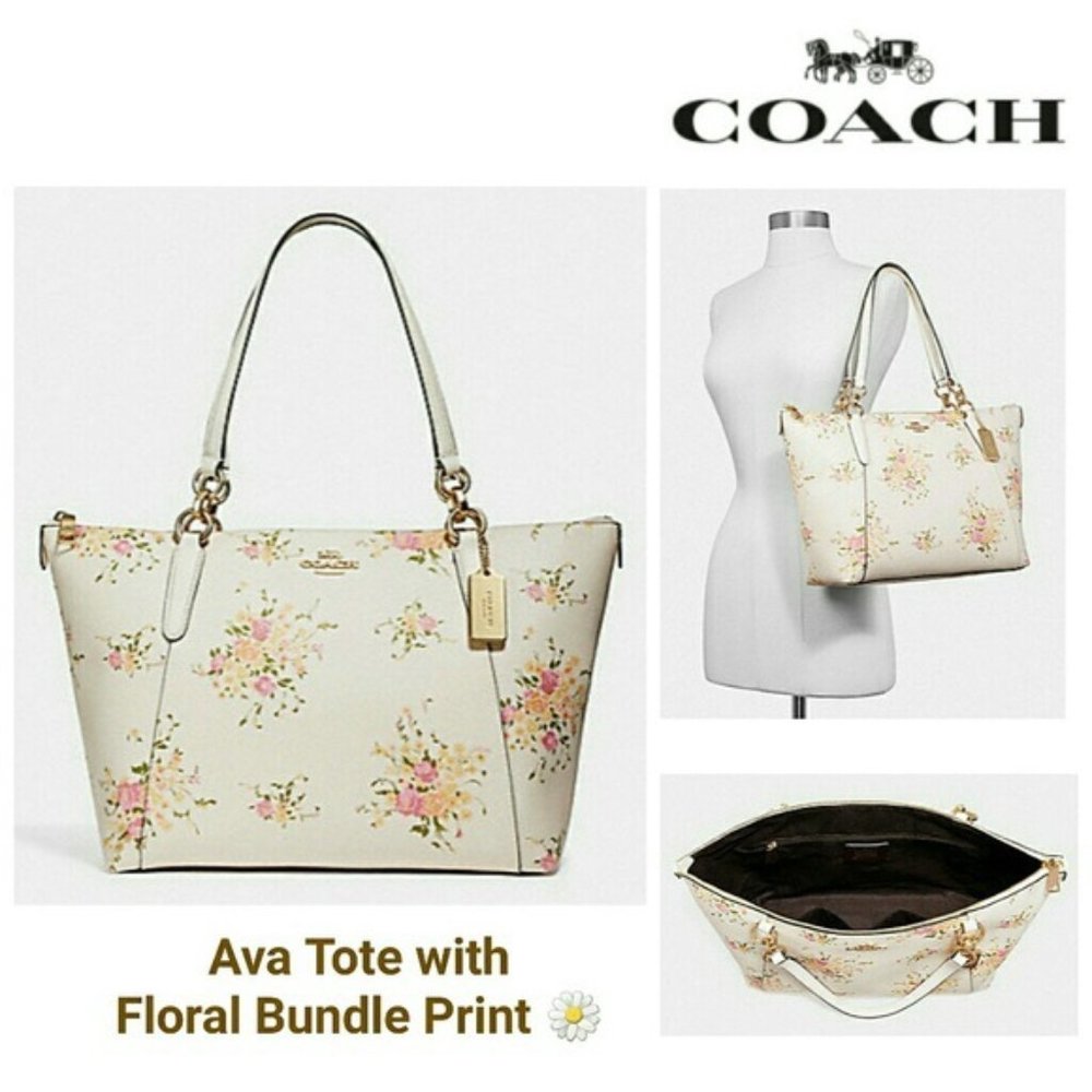 Coach  AVA TOTE WITH FLORAL BUNDLE PRINT